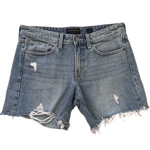 Lucky Brand - Blue Boyfriend Midi Non Stretch Denim Jean Shorts